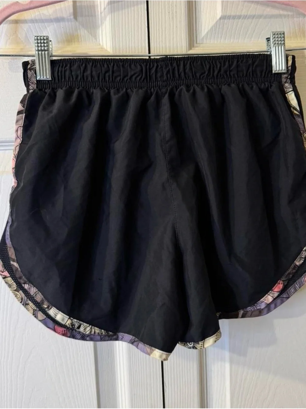 Nike Women's Black Running Shorts with Floral-Trim
